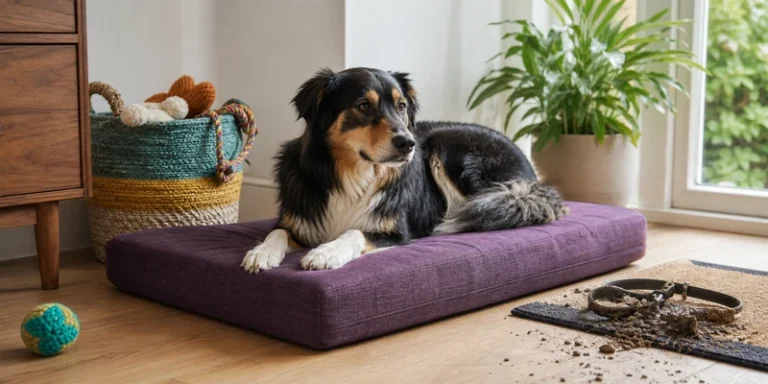 Duurzaam hondenkussen in huiselijke hoek