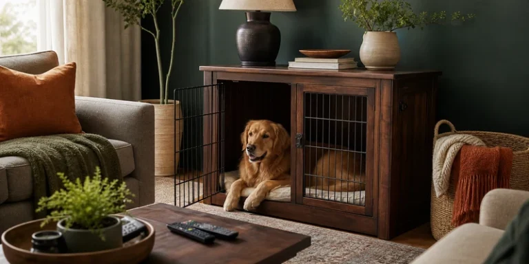 Hondenbench als meubel in woonkamer