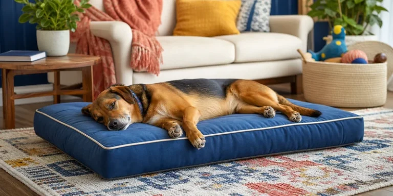 Hond op comfortabel hondenkussen