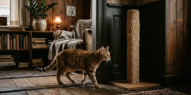 Kat negeert de krabpaal