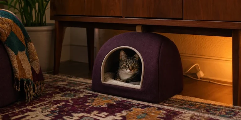 Kat in kattenhuis voor binnen