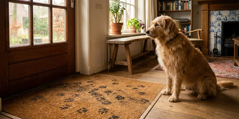 Schoonloopmat met pootafdrukken